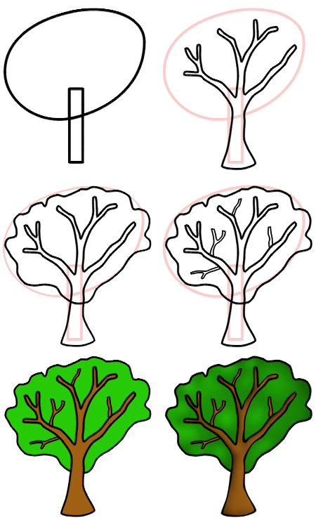 450x740 How To Draw Cartoon Trees In Art And Drawing Drawings