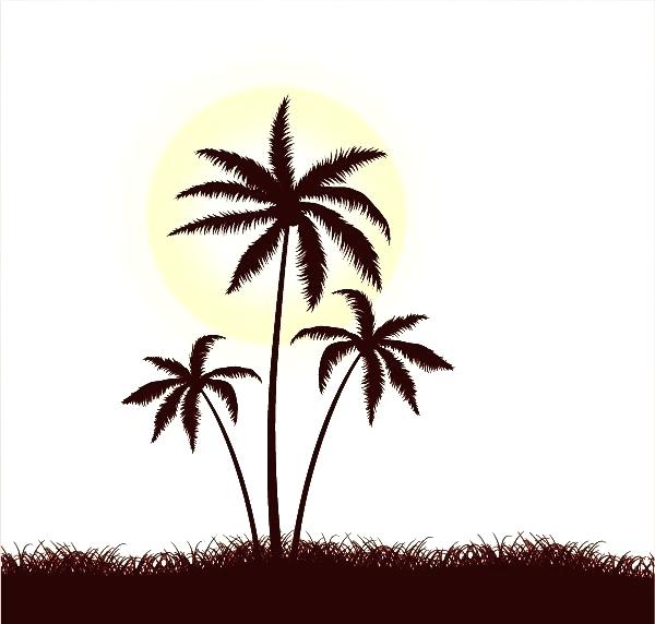 600x572 Palm Tree Sketch Palm Tree Sketch On Blue Background Palm Tree