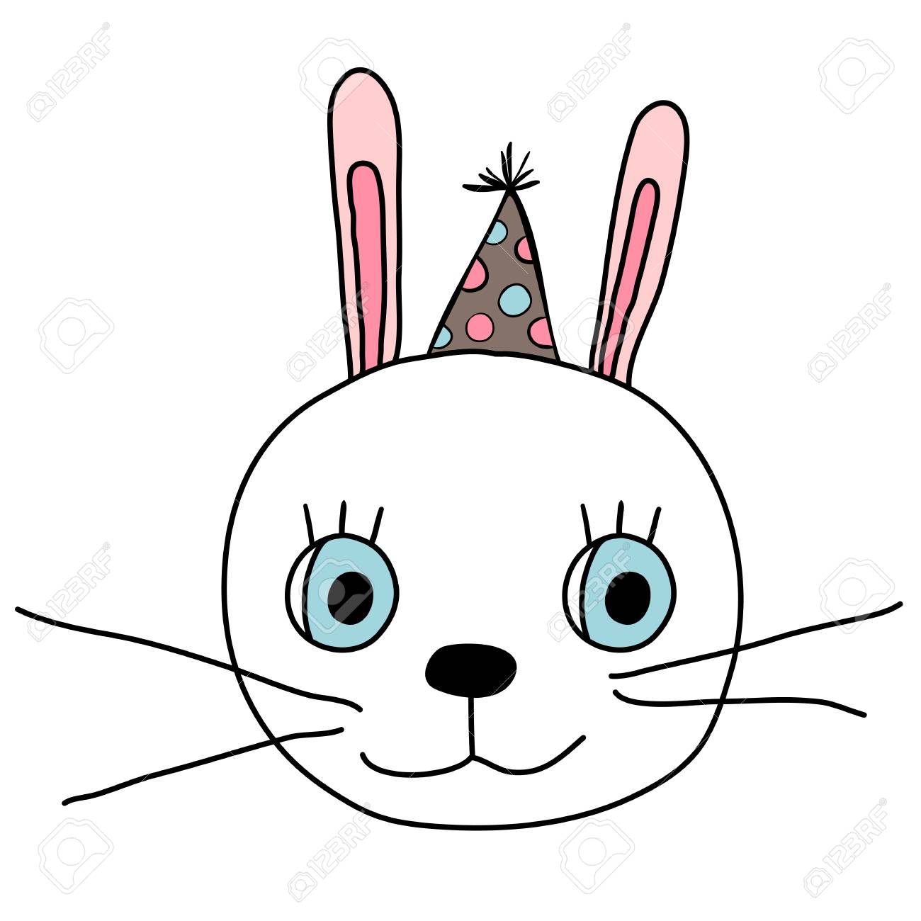 1300x1300 Bunny Face Drawing Realistic Simple Cartoon Easter Of Carmi Chaelinn