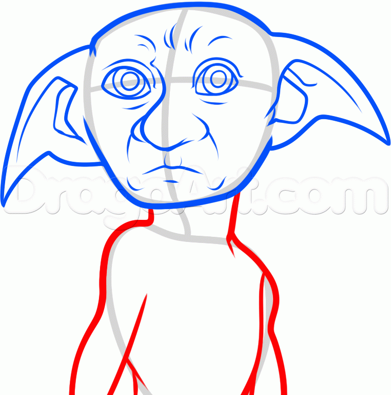 762x769 How To Draw Dobby From Harry Potter, Step