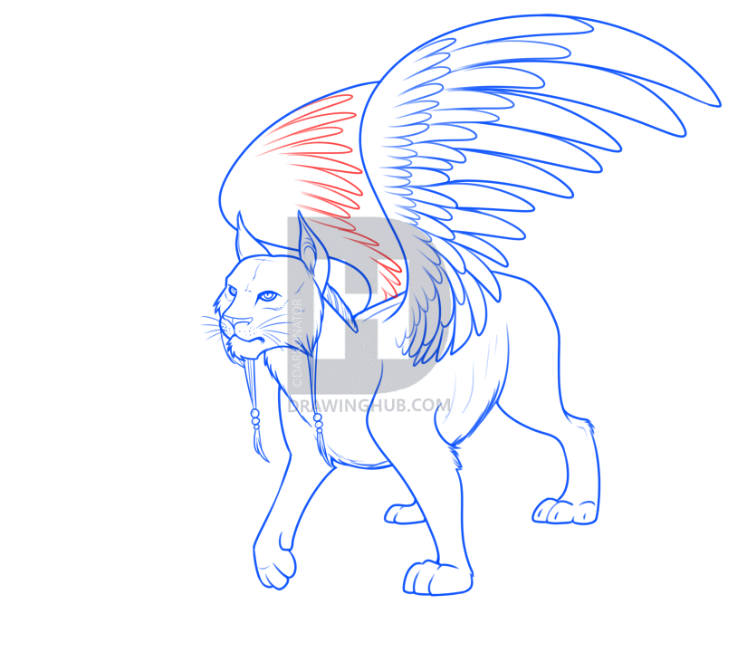 825x720 Drawing A Winged Cat, Step