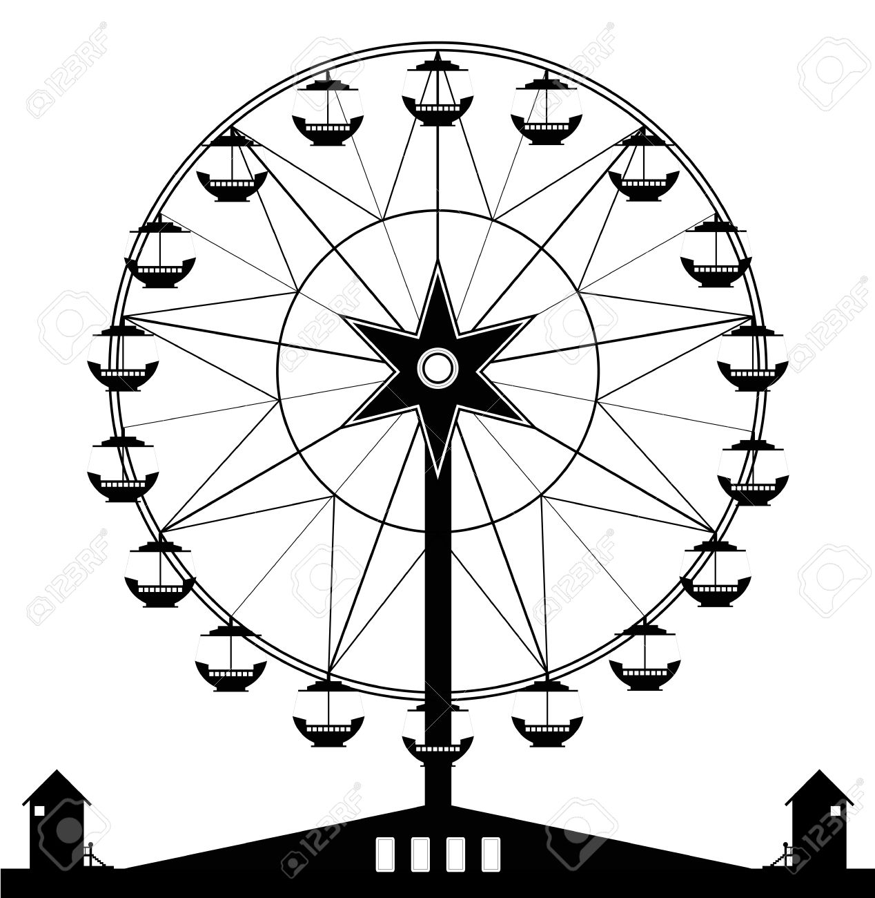 1268x1300 Ferris Wheel Clip Art Black And White Clipart Collection