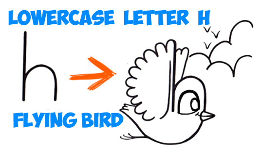 538x309 How To Draw A Flying Cartoon Bird From A Lowercase Letter H Shape