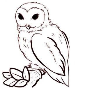 302x302 Simple Flying Owl Drawing