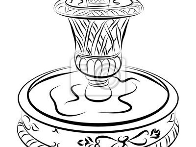 400x300 simple water fountain drawing, water fountain drawing