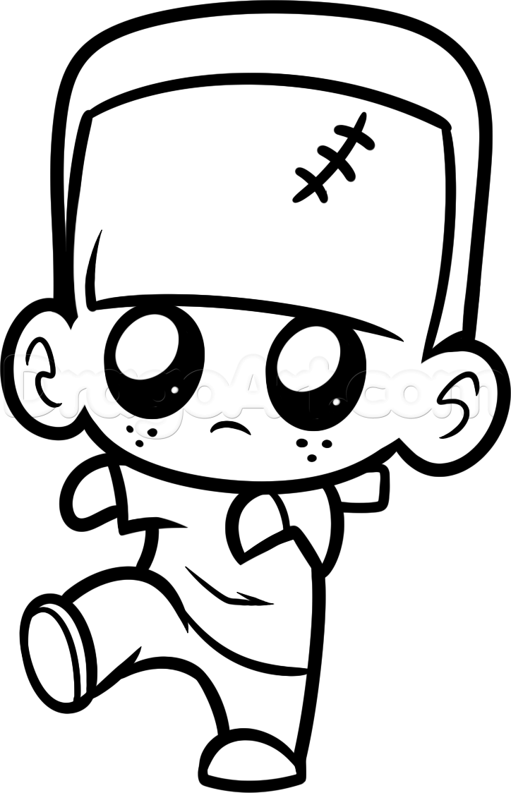 724x1124 How To Draw Cute Frakenstein, Step