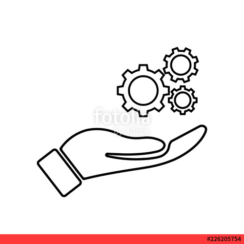 500x500 Gear Vector Icon, Hand Symbol Simple, Flat Design For Web