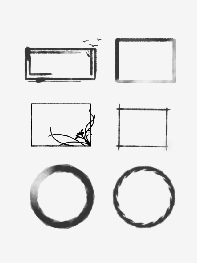 640x856 Orchid Bird Gear Simple Black And White Freehand Ink Border, Bird