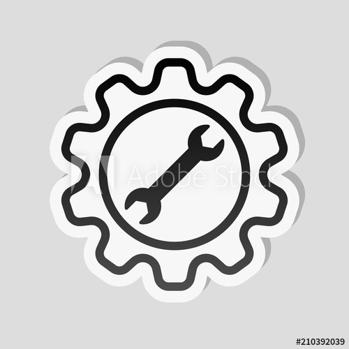 500x500 Wrench In Gear Sticker Style With White Border And Simple Shado