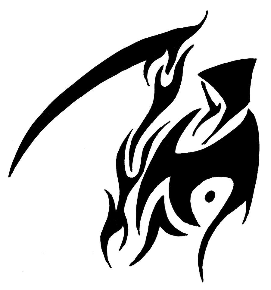 900x963 Tribal Grim Reaper Drawing Tattoo Designs, Tribal Tattoos