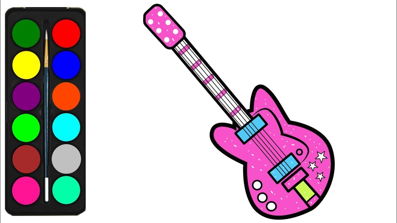 1280x720 Guitar Drawing And Coloring Pages For Kids