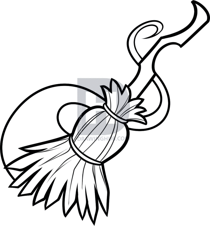 668x720 How To Draw A Witch Broom, Step