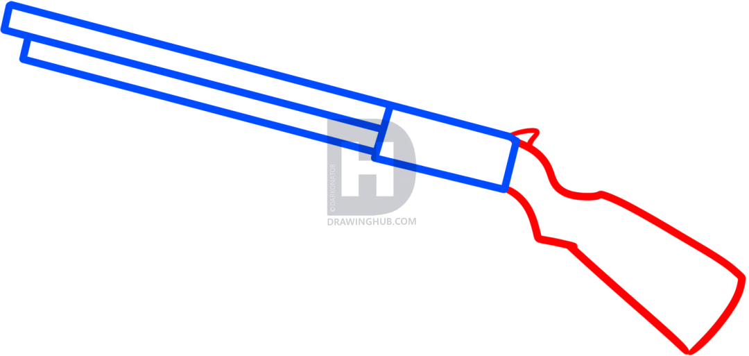 1080x513 How To Draw A Shotgun Easy, Step