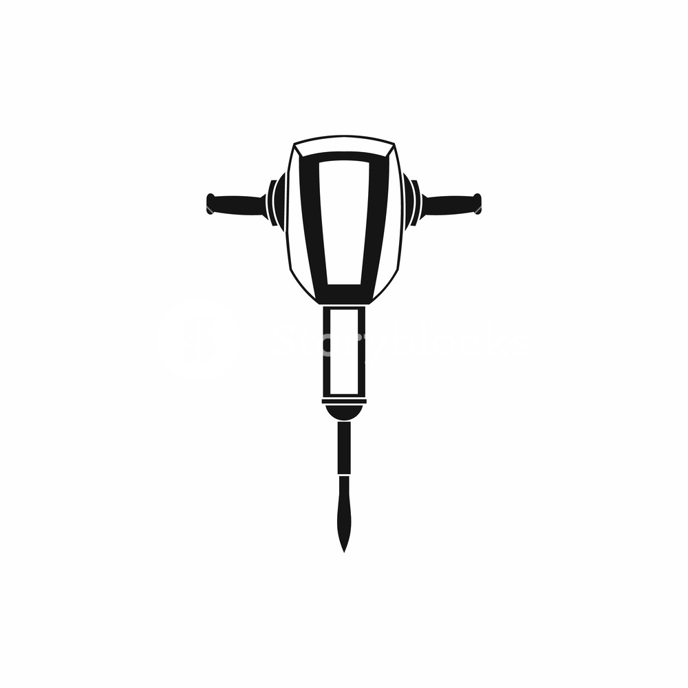 1000x1000 Pneumatic Plugger Hammer Icon In Simple Style Isolated On White
