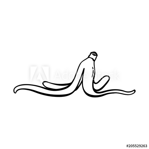 500x500 Line Art Banana Peel Hand Drawn Icon Simple Vector