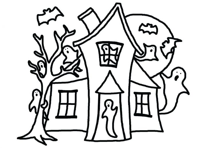 728x515 Free Halloween Haunted House Coloring Pages Printable Noted