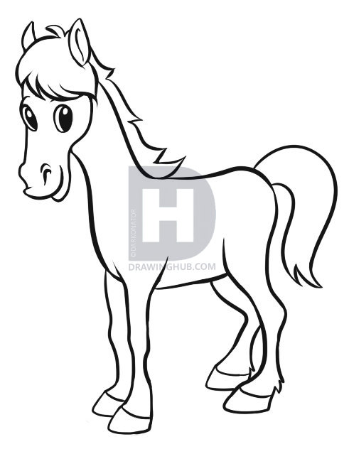 491x632 How To Draw A Simple Horse, Step