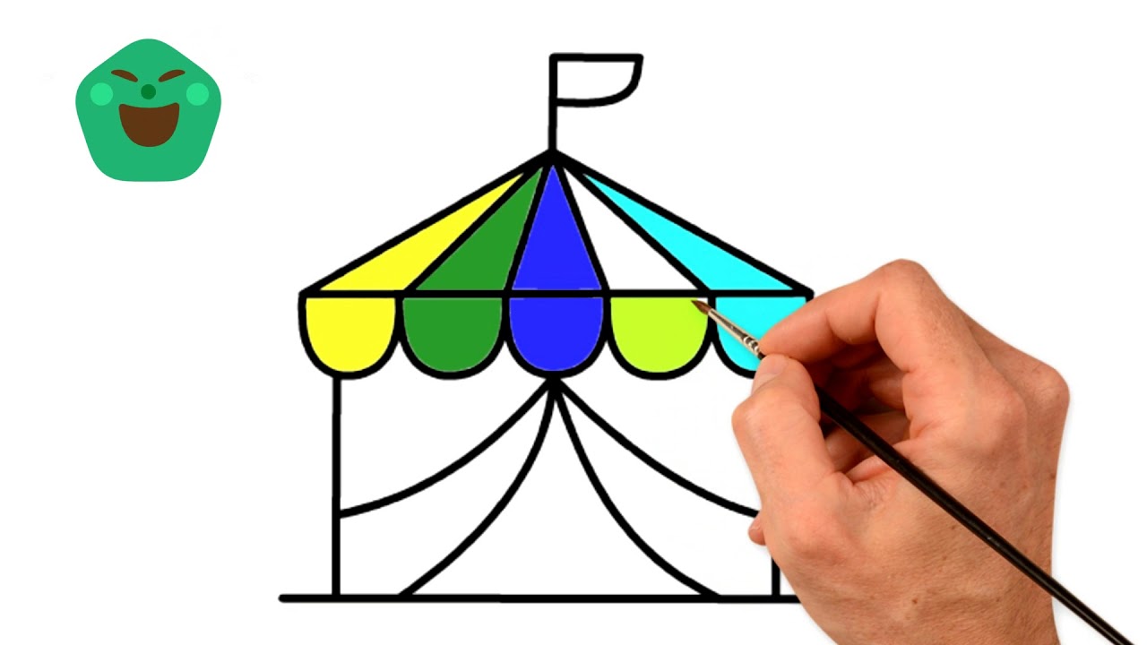 1280x720 How To Draw A Circus Tent House With Water Colour For Kids Easy