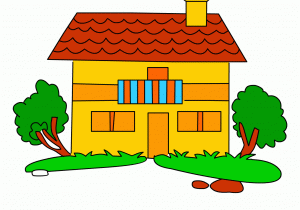 300x210 Colorful Simple Draw Kids House Photo How To Draw A House Simple