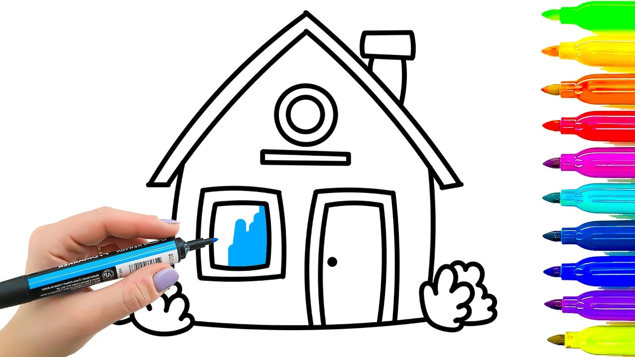 I draw now. Детский рисунок фломастерами дом. Как нарисовать дом фломастерами. Как нарисовать домик фломастерами. Draw a picture.