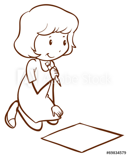 409x500 A Simple Drawing Of A Girl Writing