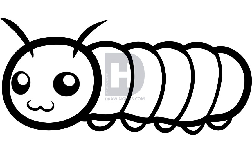 868x546 How To Draw A Caterpillar For Kids, Step