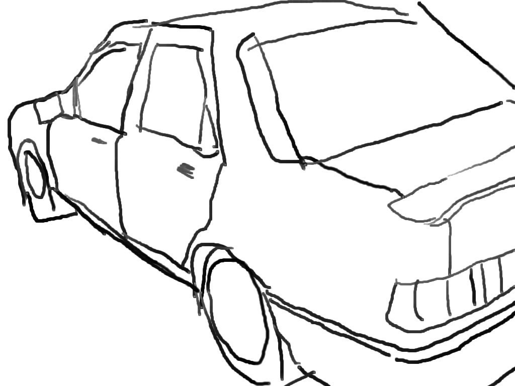 1024x768 Simple Car Pencil Drawing