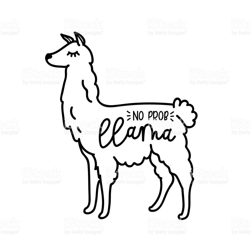 1024x1024 Simple Cool White Llama Head Drawing Hand Drawn Vector