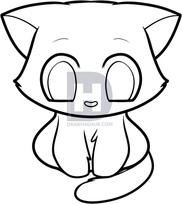 594x666 How To Draw A Kitten For Kids, Step
