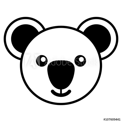 500x500 Simple Line Art Of A Cute Koala