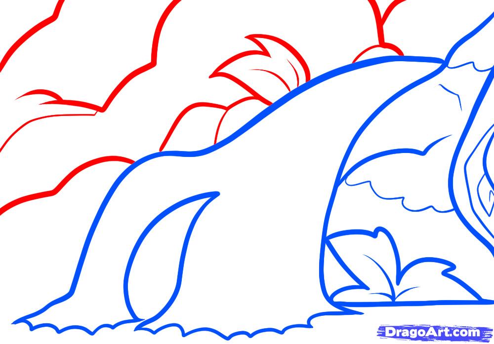 1000x697 Draw A Waterfall For Kids, Step
