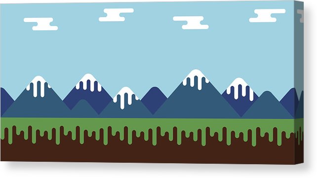 642x362 Simple Flat Game Design With Icy Mountains Landscape Canvas Print