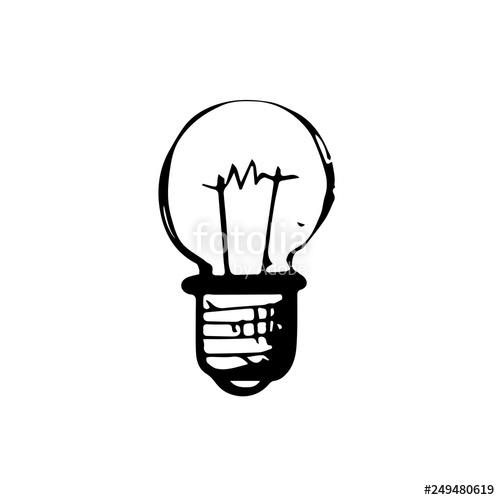 500x500 Icon Black Hand Drawn Simple Outline Light Bulb Symbol Vector