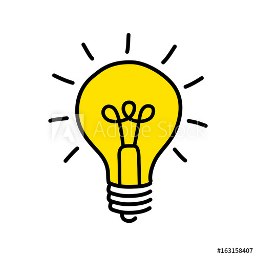 500x500 Yellow Lightbulb Drawing On White Background