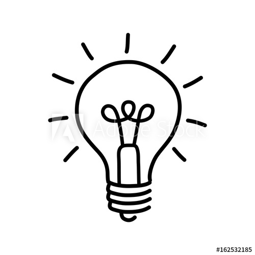 500x500 Black Lightbulb Drawing On White Background