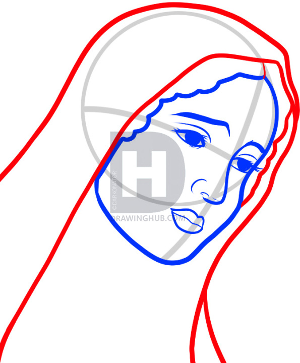 595x720 How To Draw Mary, Virgin Mary, Step