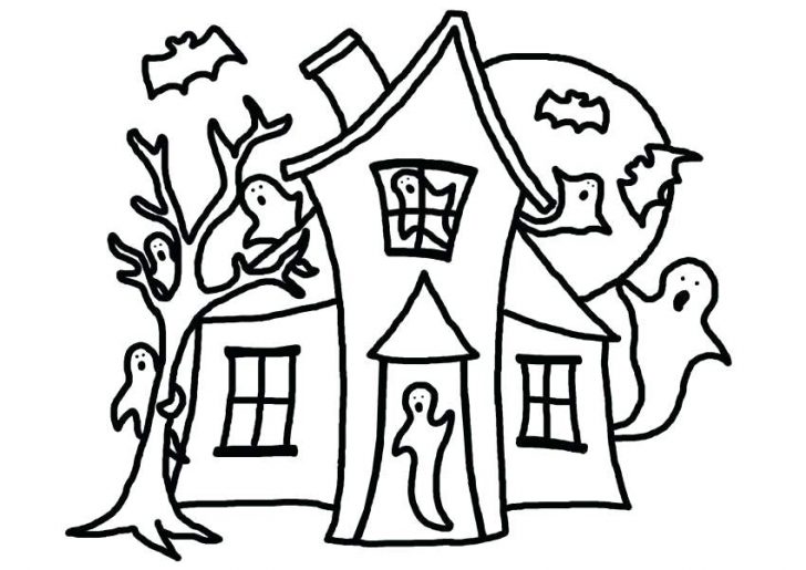 728x515 Easy Houses To Draw Coloring Pages For Kids Halloween Disney