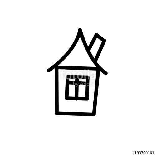 500x500 Isolated Drawing Of A House On A White Background A Simple