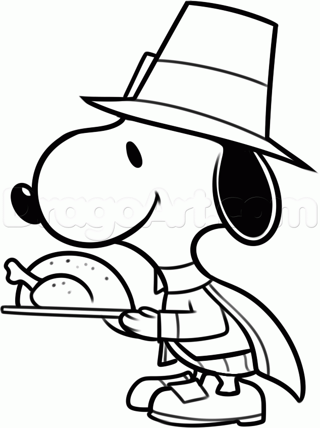 634x847 Thanksgiving Drawing Pictures How To Draw Thanksgiving Snoopy Step