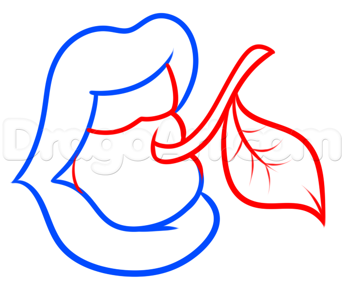 710x603 How To Draw Vintage Cherry Lips, Step