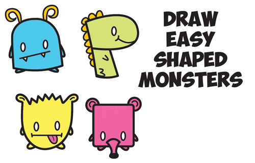 500x320 How To Draw Cute Cartoon Monsters From Simple Shapes, Letters