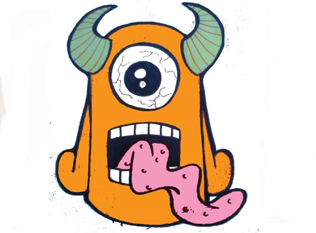1024x755 Simple Cool Monster Graffiti How To Draw A One Eye Sticker