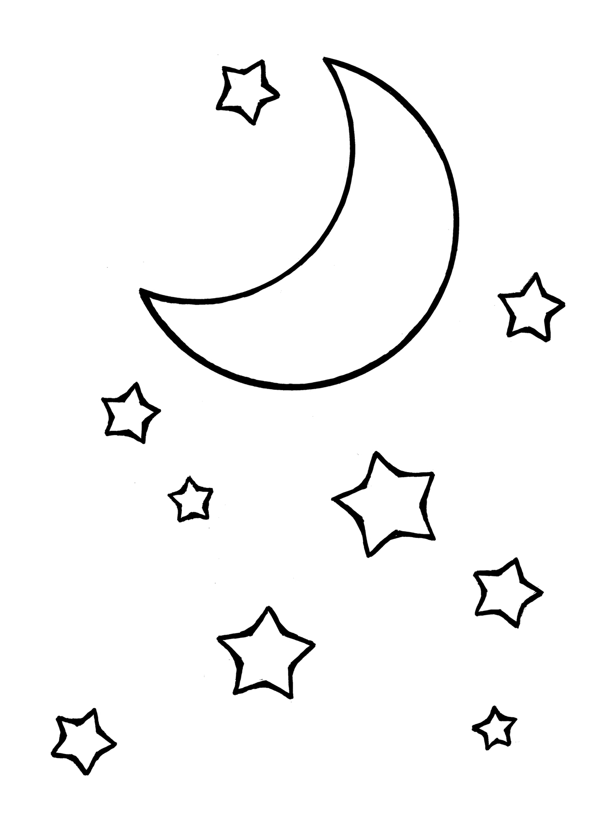 1200x1600 Collection Of 'moon And Star Drawing' Download More Than