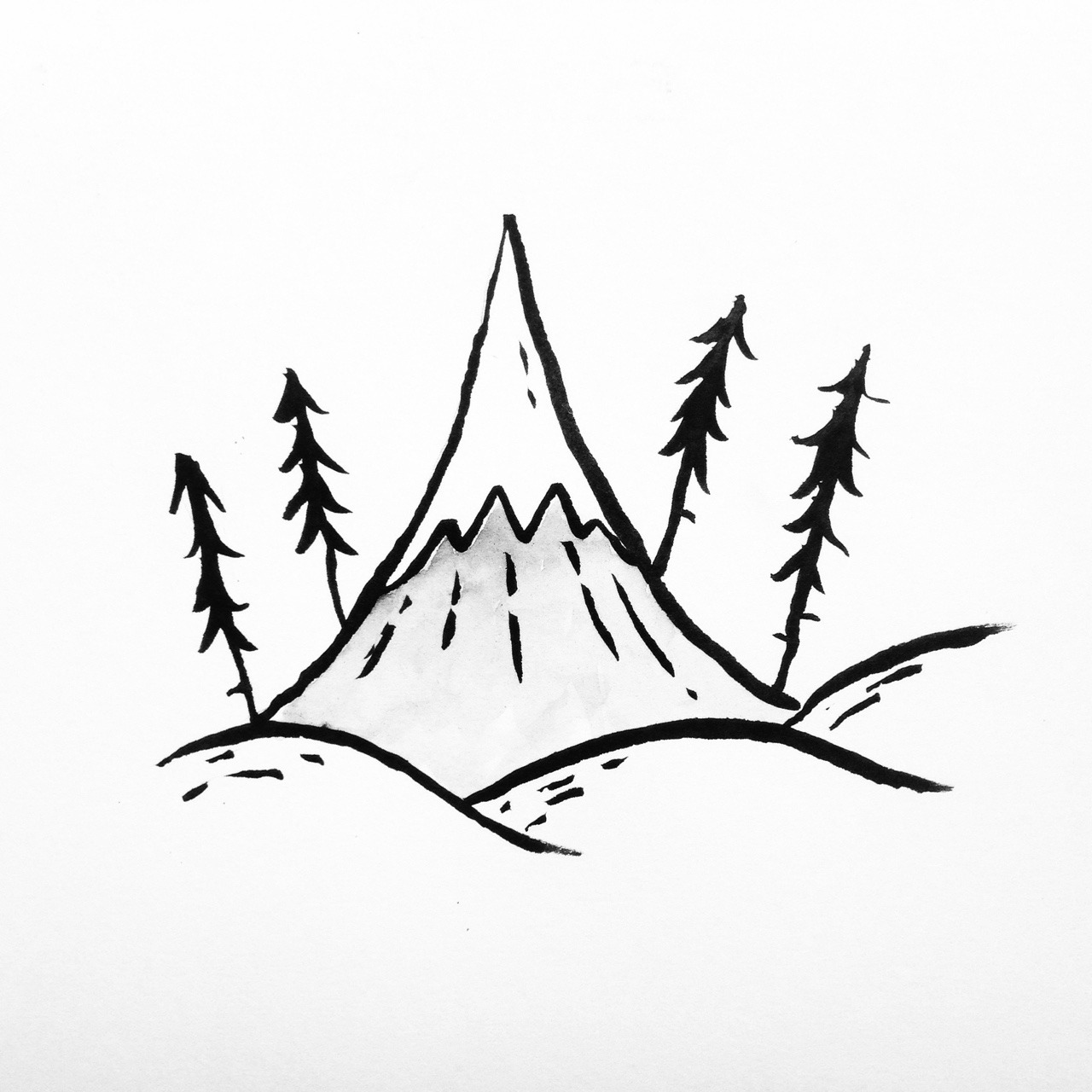 Simple Mountain Drawing Free download on ClipArtMag