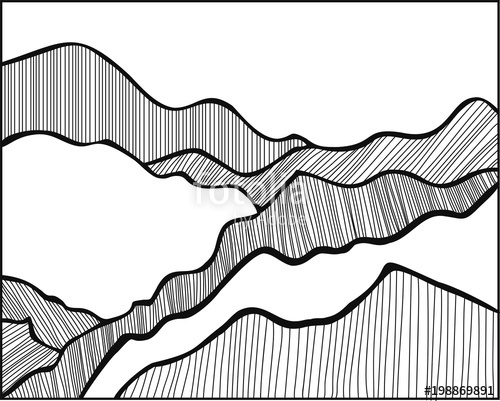 500x401 Simple Hand Drawing Of Mountains Of Blacklines On The White