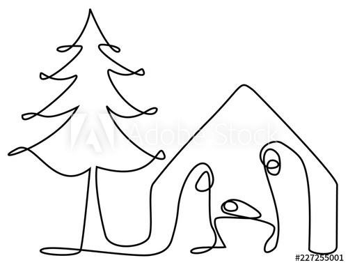 500x380 Huge Collection Of 'nativity Scene Line Drawing' Download More