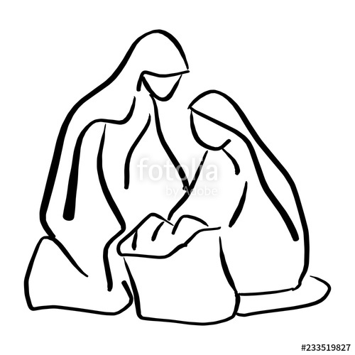 Simple Nativity Scene Drawing | Free download on ClipArtMag