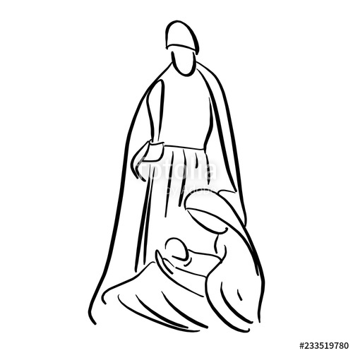 500x500 Nativity Scene With Holy Family Vector Illustration Sketch Doodle