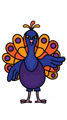 215x382 How To Draw A Peacock, Easy Step