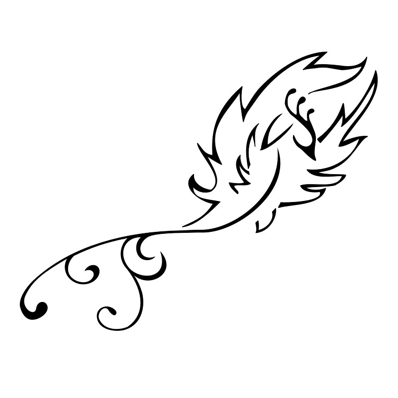 800x800 Simple Black Line Flying Phoenix Tattoo Design